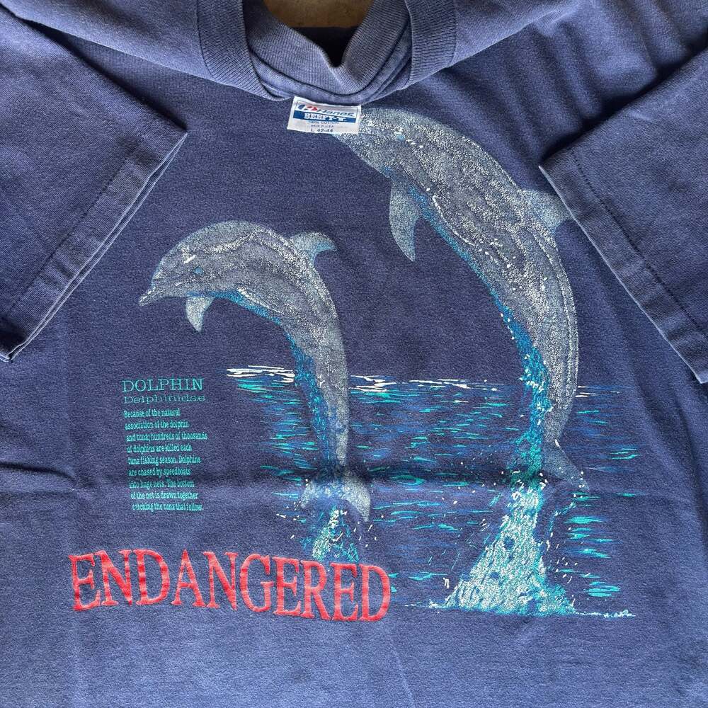 Vintage 90s Endangered Dolphins Animal Rights Sur… - image 1